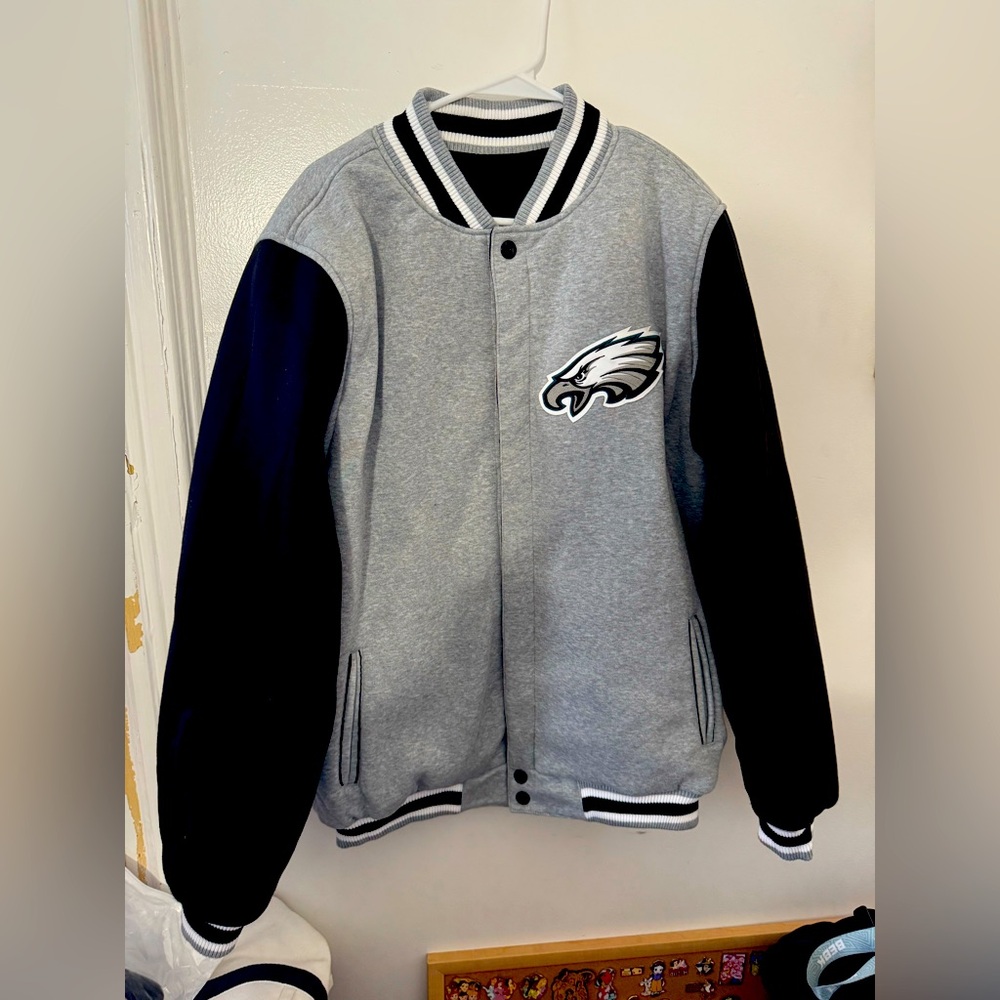 Philadelphia Eagles JH Design Reversible Fleece Full-Snap Jacket - Gray/Black